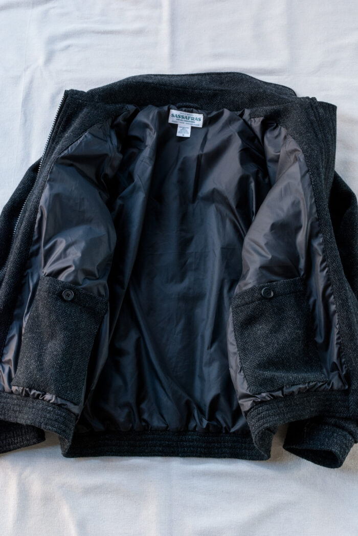 SASSAFRAS D/C Armor Jacket Heavy Herringbone Blanket Charcoal