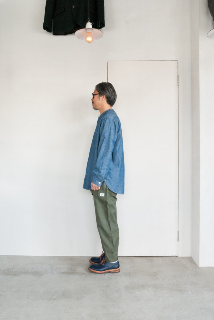 Post O’Alls Band Collar Shirt MV Classic Chambray Indigo