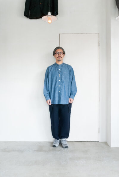 Post O’Alls Band Collar Shirt MV Classic Chambray Indigo