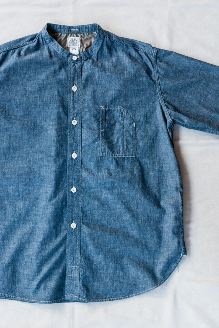 Post O’Alls Band Collar Shirt MV Classic Chambray Indigo