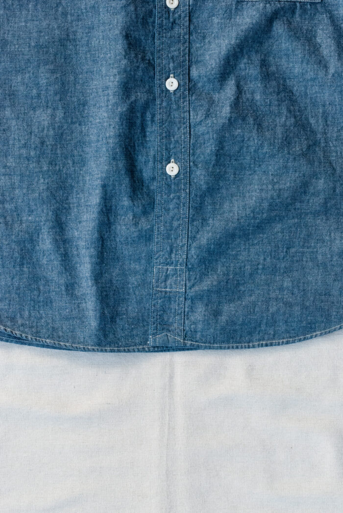 Post O’Alls Band Collar Shirt MV Classic Chambray Indigo