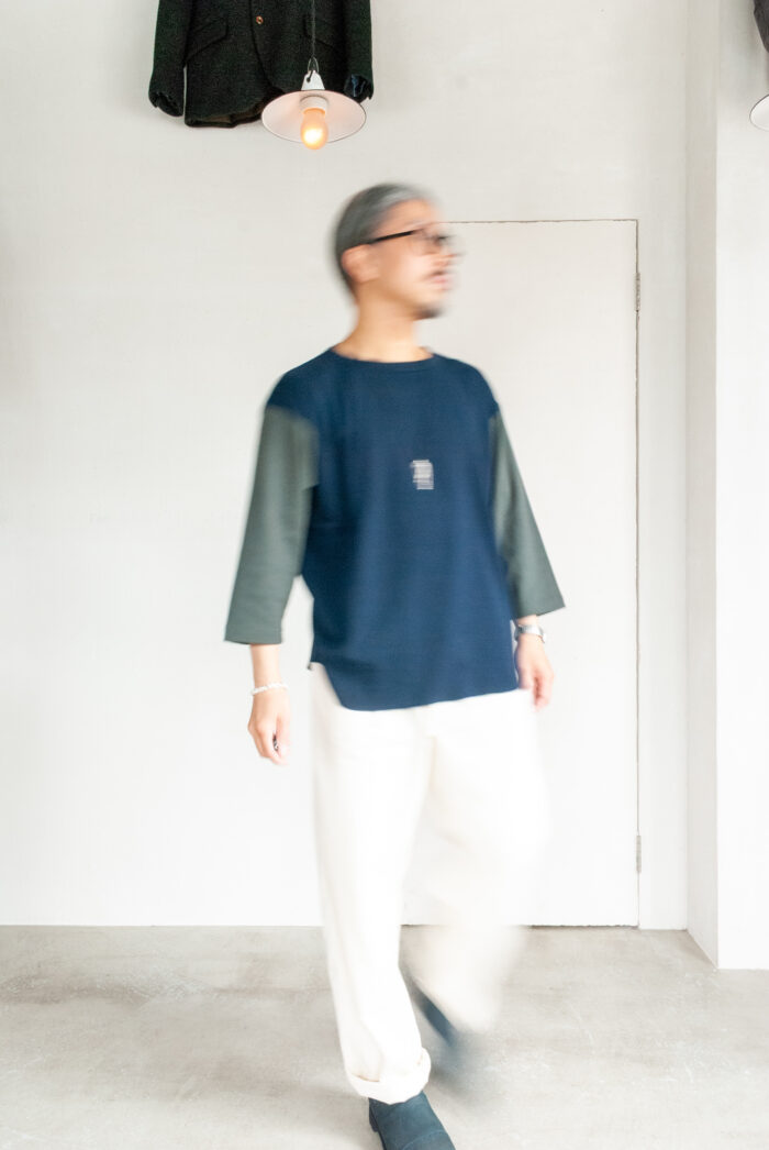 FilMelange FRANCKY Organic Cotton Rib 3/4 Sleeve Baseball T Navy × C.Khaki