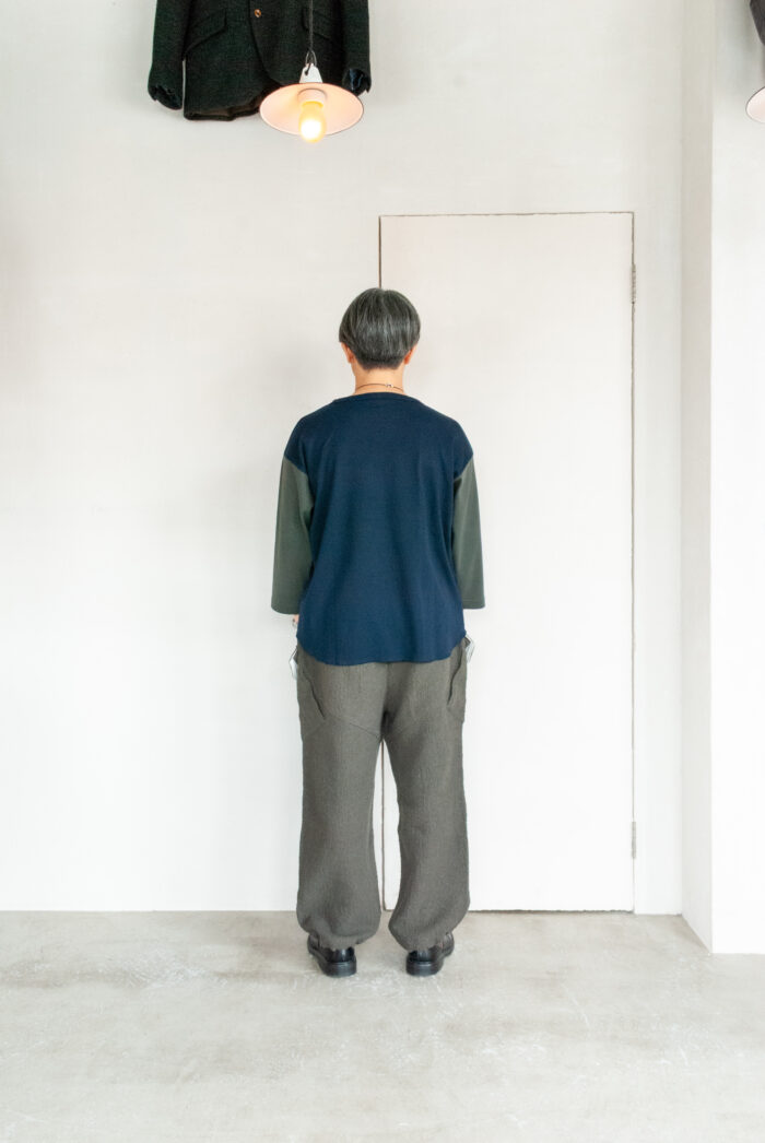 FilMelange FRANCKY Organic Cotton Rib 3/4 Sleeve Baseball T Navy × C.Khaki