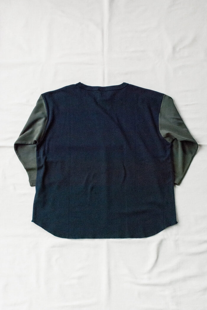 FilMelange FRANCKY Organic Cotton Rib 3/4 Sleeve Baseball T Navy × C.Khaki