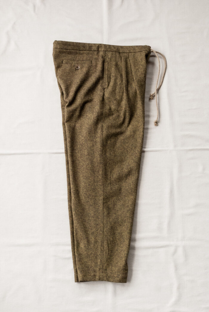 Frank Leder Dead Stock Cotton Tweed Drawstring 2 Tuck Trousers