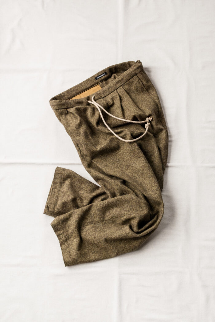 Frank Leder Dead Stock Cotton Tweed Drawstring 2 Tuck Trousers