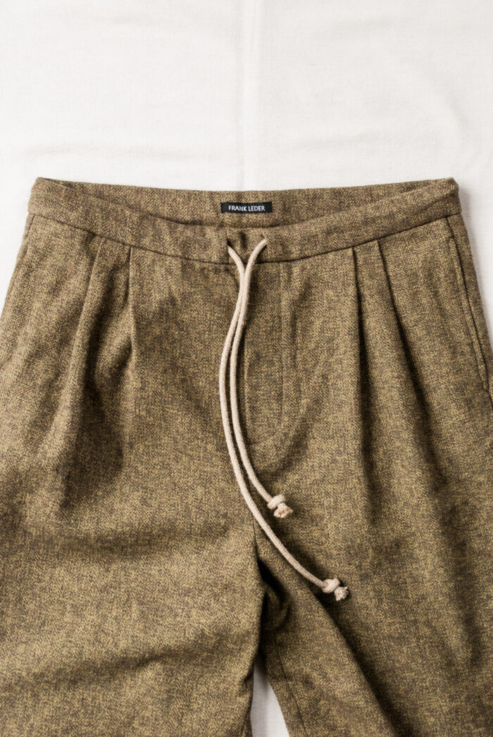 Frank Leder Dead Stock Cotton Tweed Drawstring 2 Tuck Trousers