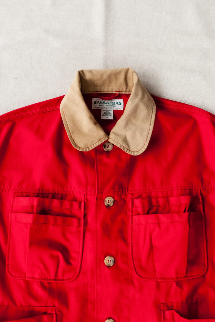 SASSAFRAS Overgrown Warden Jacket Cotton Weather Cloth Red