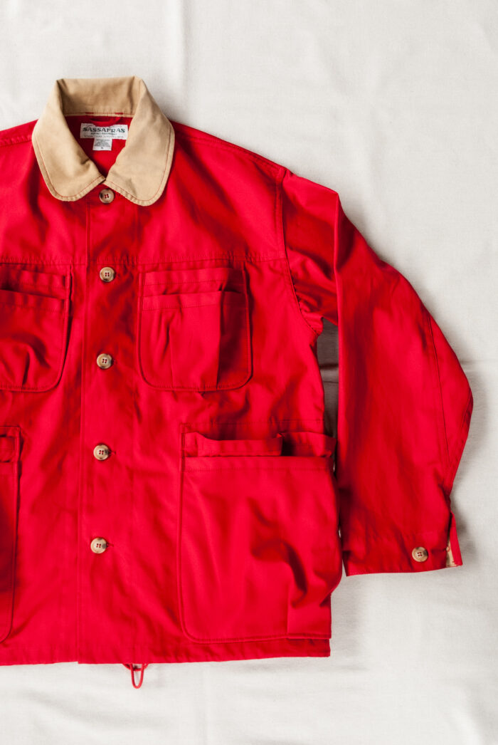 SASSAFRAS Overgrown Warden Jacket Cotton Weather Cloth Red