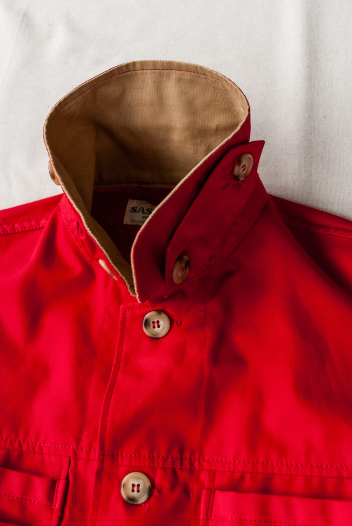 SASSAFRAS Overgrown Warden Jacket Cotton Weather Cloth Red