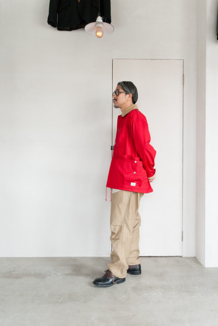 SASSAFRAS Overgrown Warden Jacket Cotton Weather Cloth Red