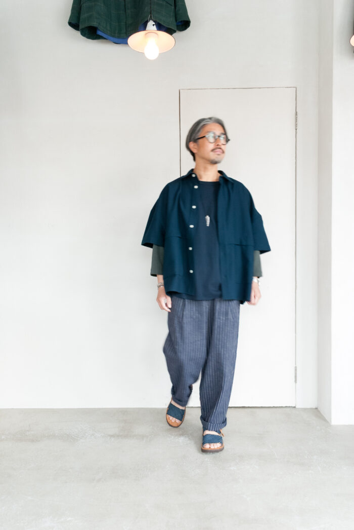 QUILP MARSH Short Sleeve Waffle Shirt Navy