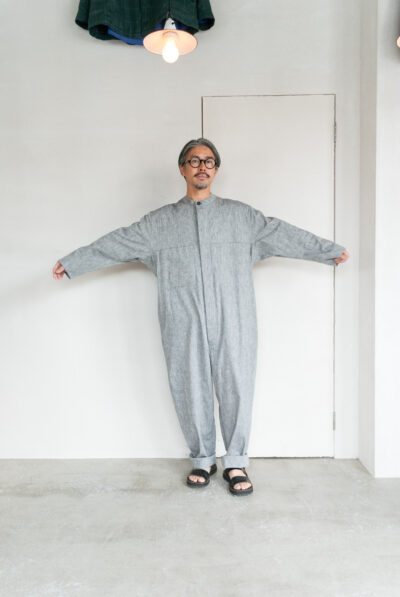 QUILP MYERS Jumpsuit Cotton Linen Chambray Grey