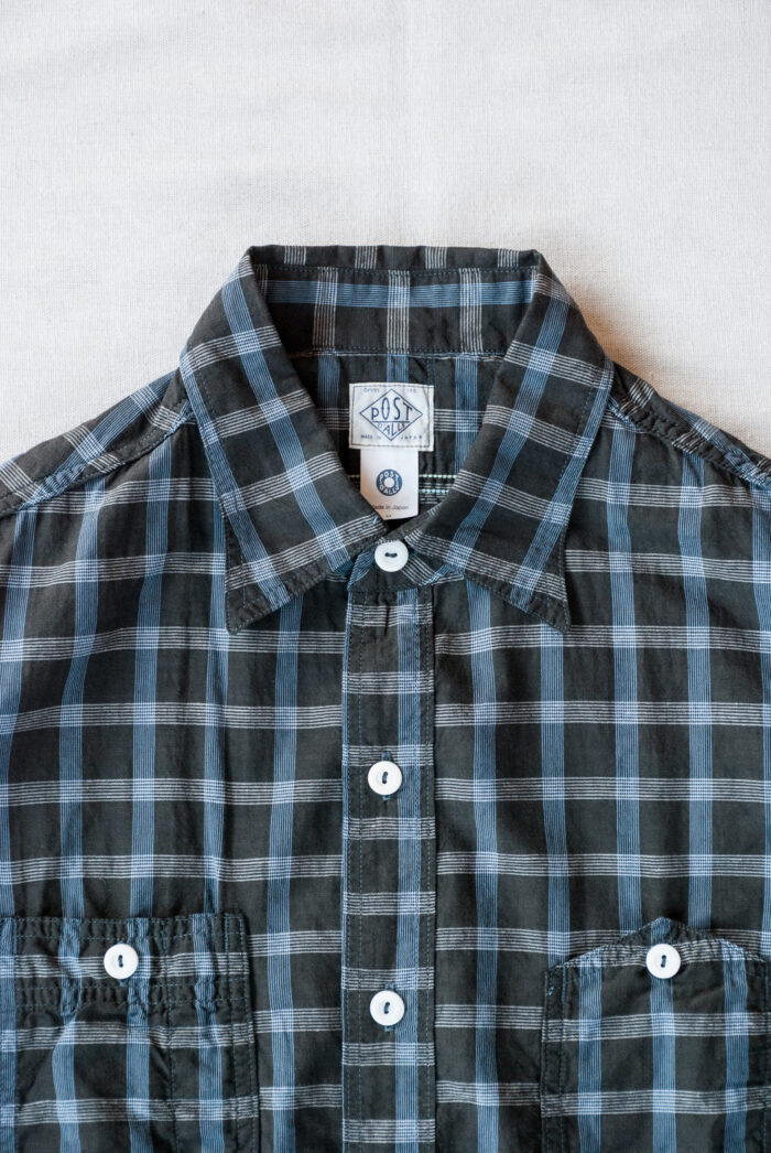 Post O’Alls No.6 Shirt S/S Cotton Linen Grey Plaid