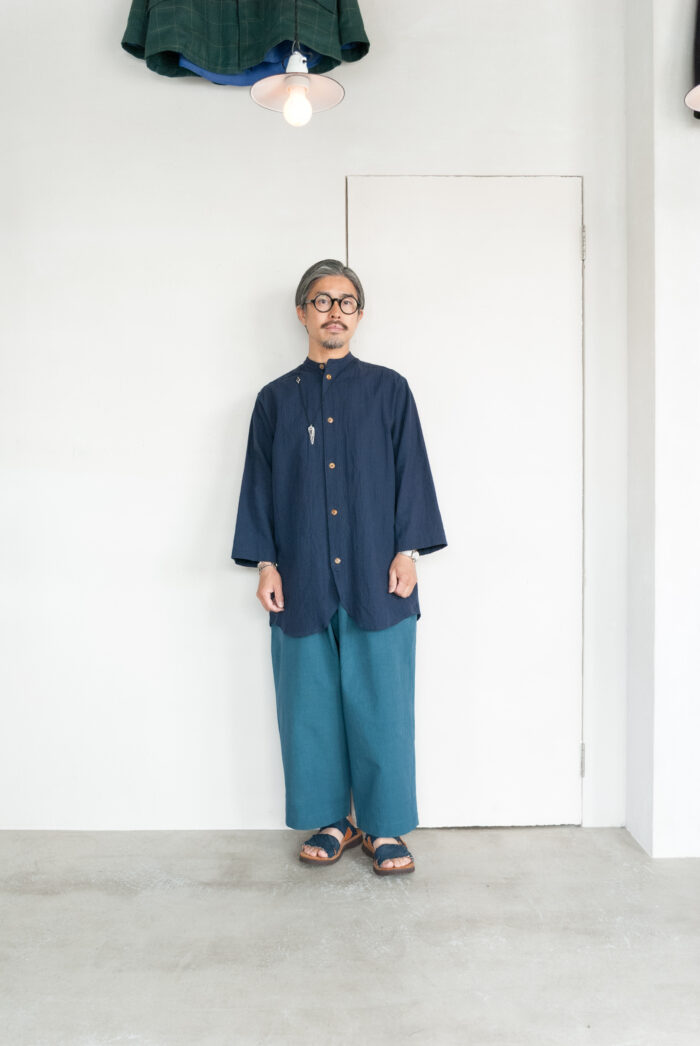 Frank Leder Washed Cotton 3/4 Length Drawstring Wide Trousers