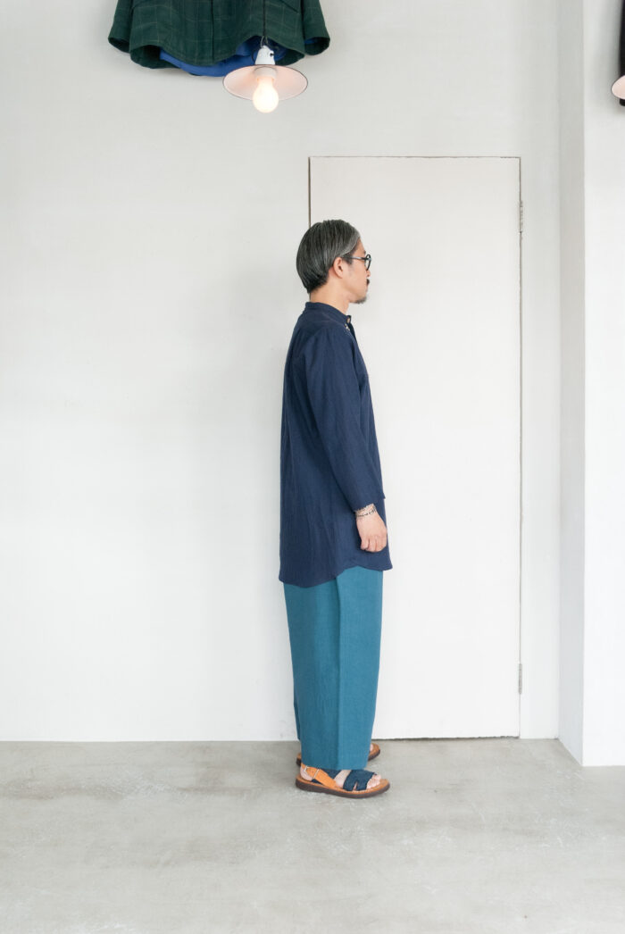 Frank Leder Washed Cotton 3/4 Length Drawstring Wide Trousers