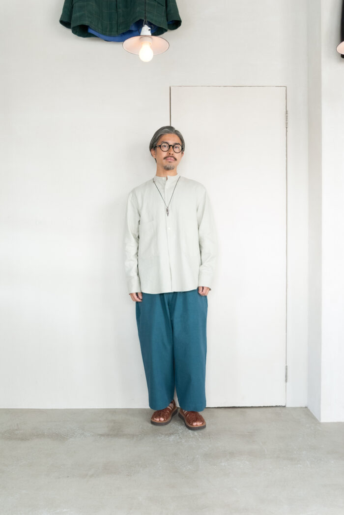 Frank Leder Washed Cotton 3/4 Length Drawstring Wide Trousers