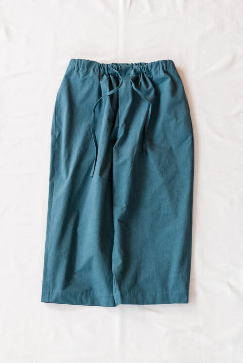 Frank Leder Washed Cotton 3/4 Length Drawstring Wide Trousers