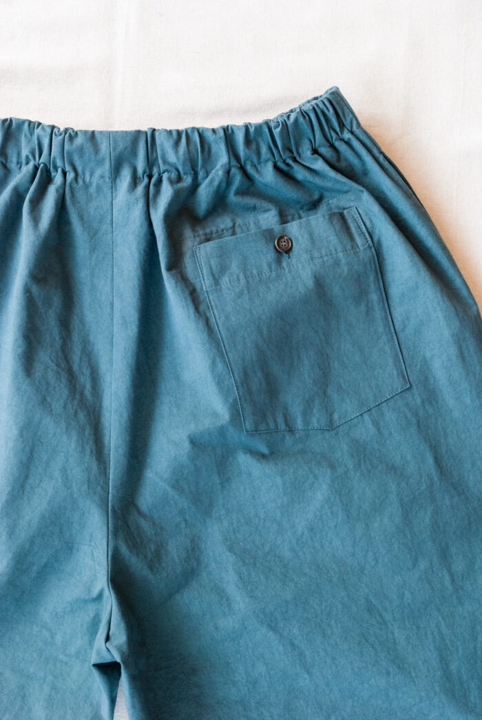 Frank Leder Washed Cotton 3/4 Length Drawstring Wide Trousers