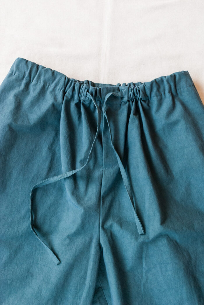 Frank Leder Washed Cotton 3/4 Length Drawstring Wide Trousers