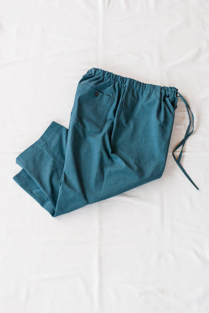 Frank Leder Washed Cotton 3/4 Length Drawstring Wide Trousers