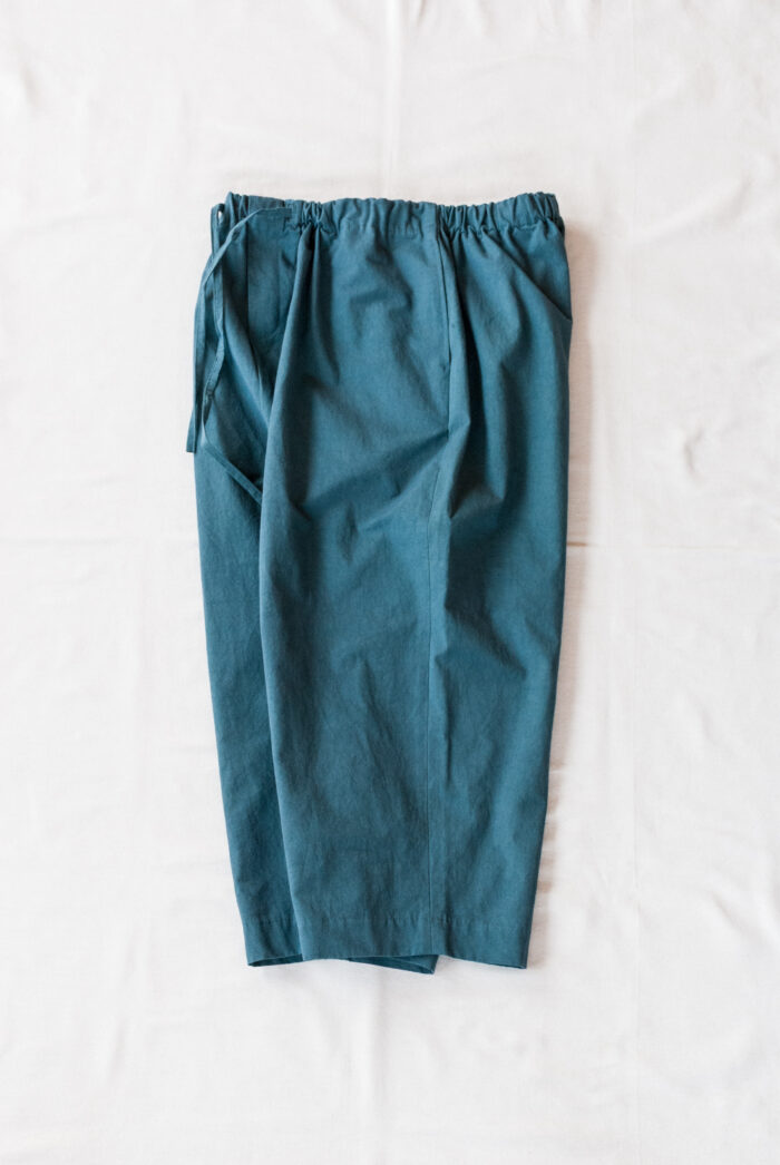 Frank Leder Washed Cotton 3/4 Length Drawstring Wide Trousers
