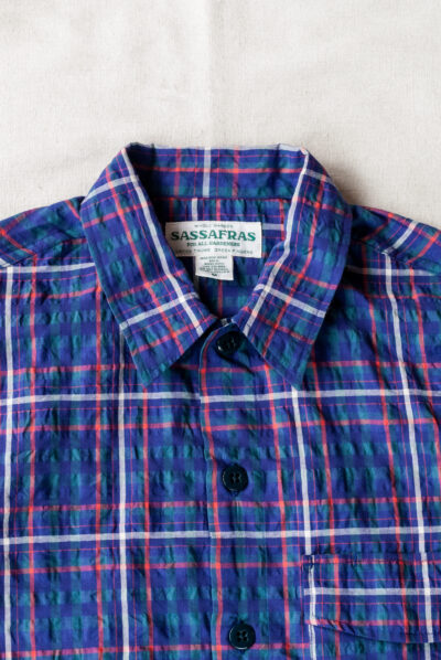 SASSAFRAS Digs Crew Half 1/2 C/P Ripple Check Blue(Purple)