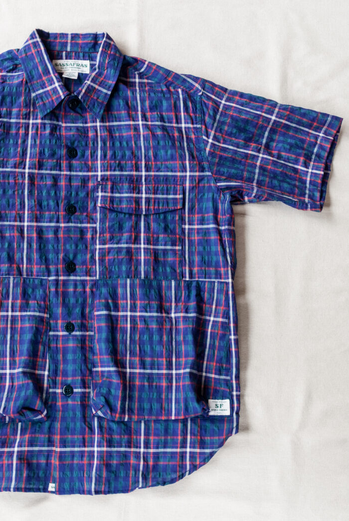 SASSAFRAS Digs Crew Half 1/2 C/P Ripple Check Blue(Purple)