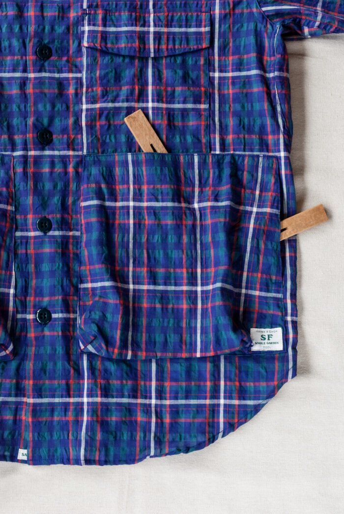 SASSAFRAS Digs Crew Half 1/2 C/P Ripple Check Blue(Purple)