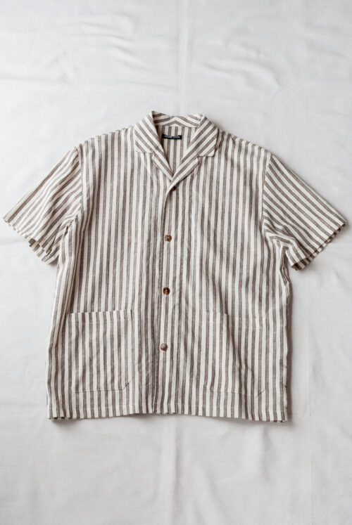 Frank Leder Farmers Striped C/L Short Sleeve Shirt with Front Pocket