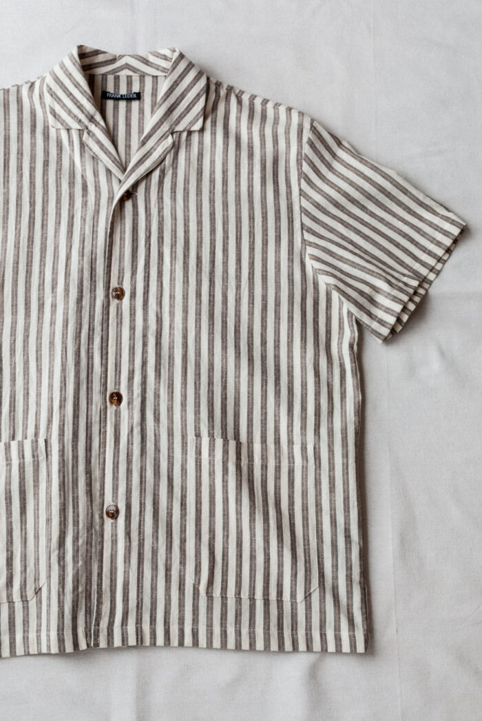 Frank Leder Farmers Striped C/L Short Sleeve Shirt with Front Pocket