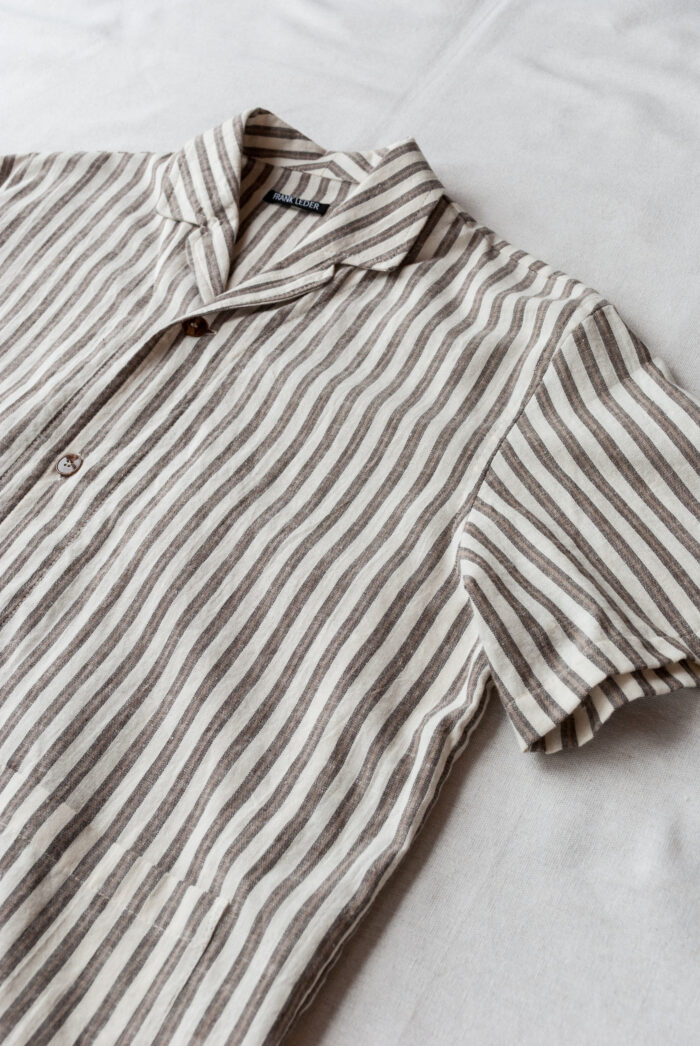 Frank Leder Farmers Striped C/L Short Sleeve Shirt with Front Pocket