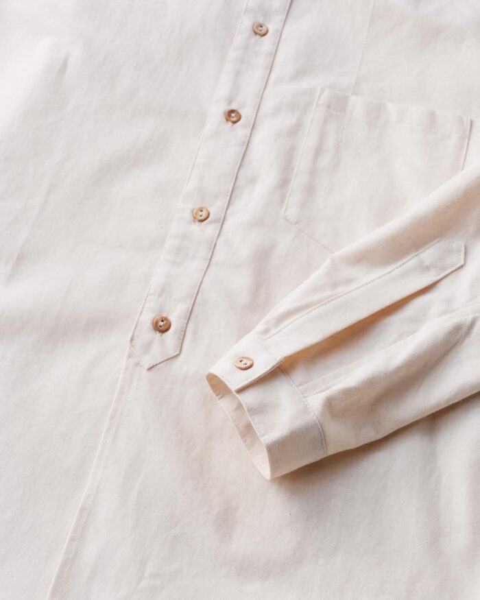 Frank Leder 60’s German Military Bedsheet Old Style Stand Collar Shirt Natural