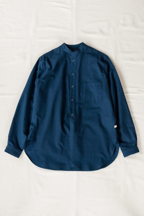 Frank Leder 60’s German Military Bedsheet Old Style Stand Collar Shirt Baltic Blue