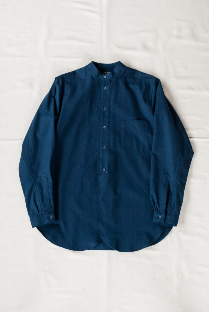 Frank Leder 60’s German Military Bedsheet Old Style Stand Collar Shirt Baltic Blue