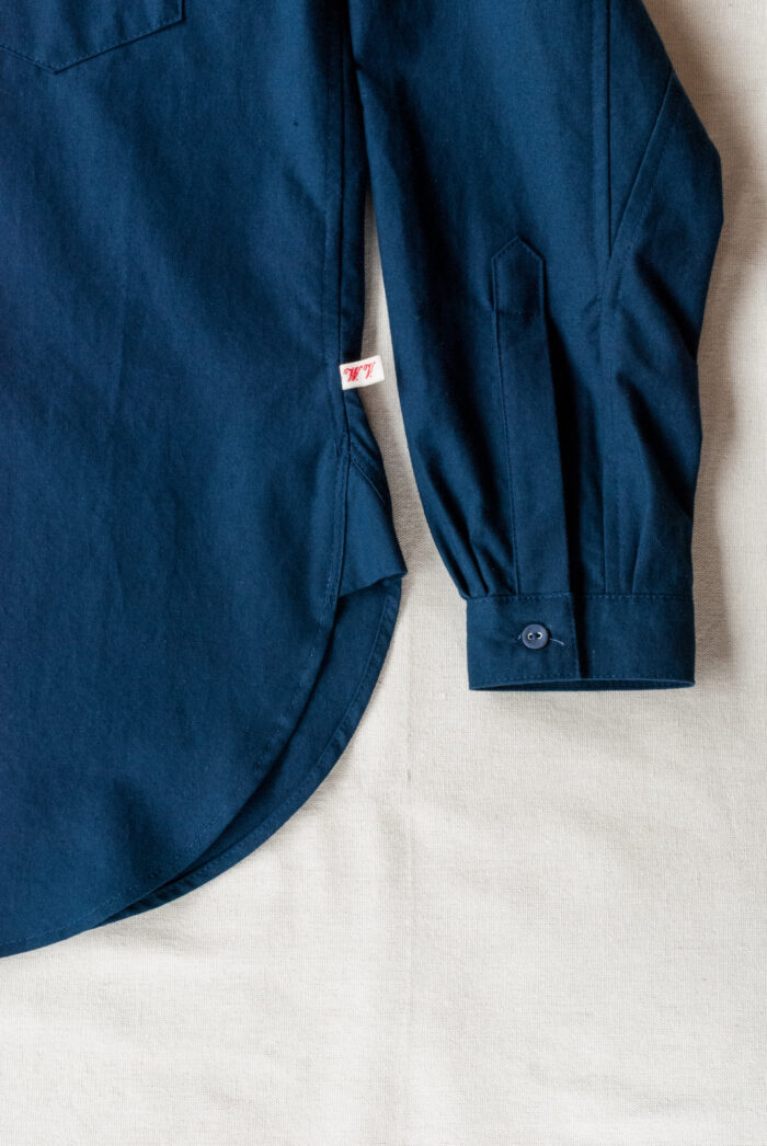 Frank Leder 60’s German Military Bedsheet Old Style Stand Collar Shirt Baltic Blue