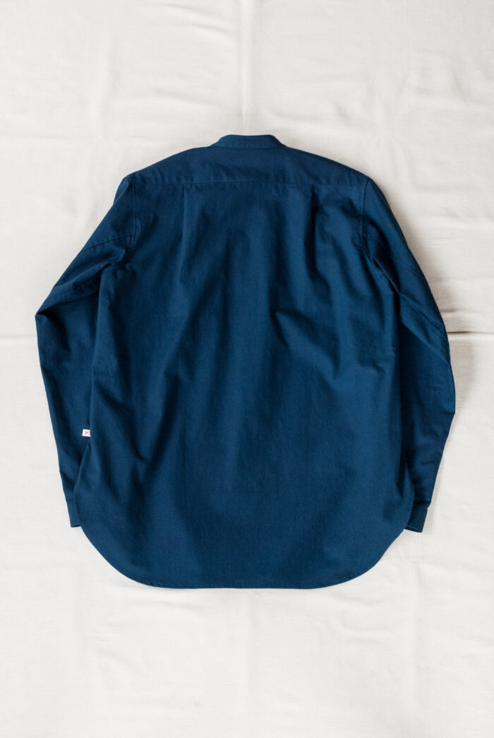 Frank Leder 60’s German Military Bedsheet Old Style Stand Collar Shirt Baltic Blue