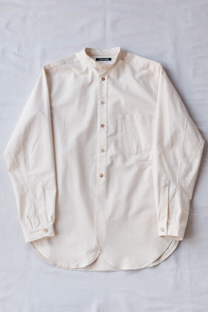 Frank Leder 60’s German Military Bedsheet Old Style Stand Collar Shirt Natural
