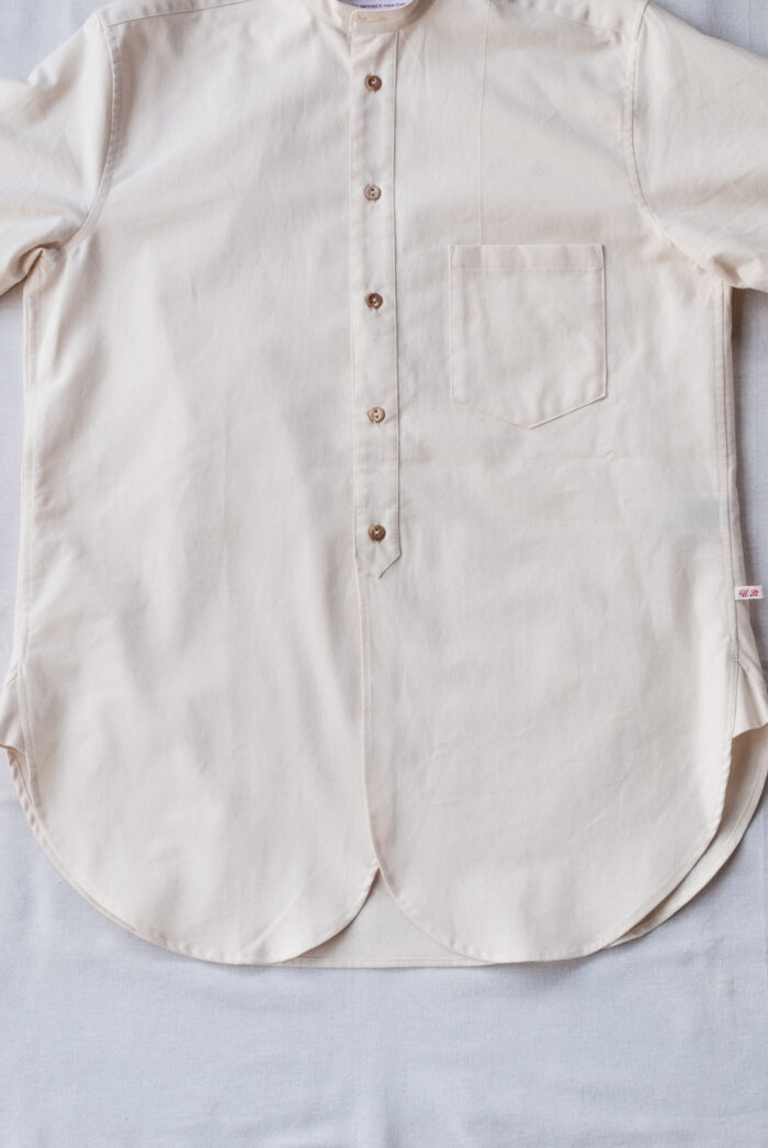 Frank Leder 60’s German Military Bedsheet Old Style Stand Collar Shirt Natural