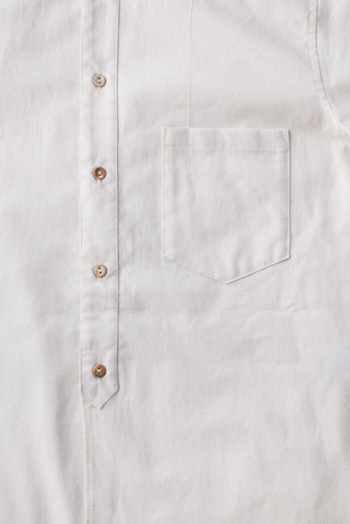 Frank Leder 60’s German Military Bedsheet Old Style Stand Collar Shirt Natural