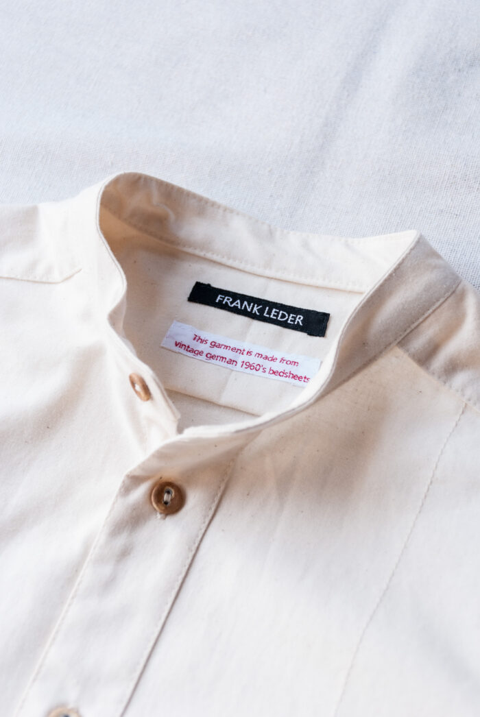 Frank Leder 60’s German Military Bedsheet Old Style Stand Collar Shirt Natural