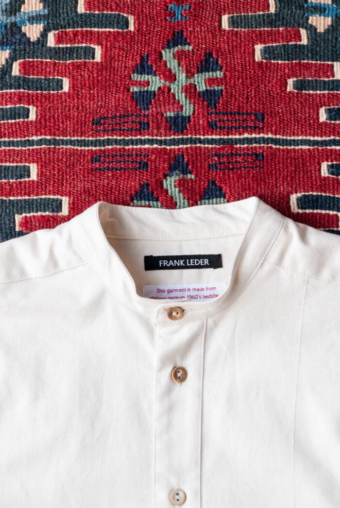 Frank Leder 60’s German Military Bedsheet Old Style Stand Collar Shirt Natural