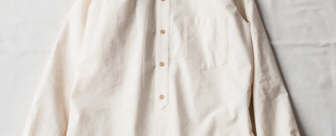 Frank Leder 60’s German Military Bedsheet Old Style Stand Collar Shirt Natural