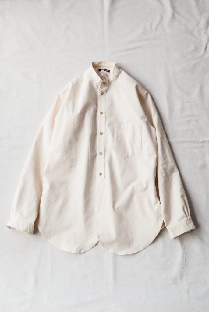 Frank Leder 60’s German Military Bedsheet Old Style Stand Collar Shirt Natural