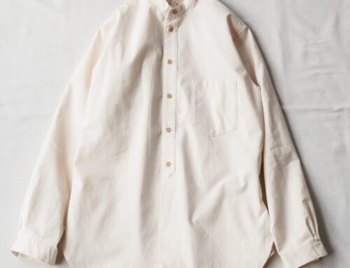 Frank Leder 60’s German Military Bedsheet Old Style Stand Collar Shirt Natural