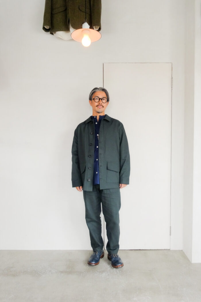 QUILP FOREST Coverall British Dead Stock Fabric Teal