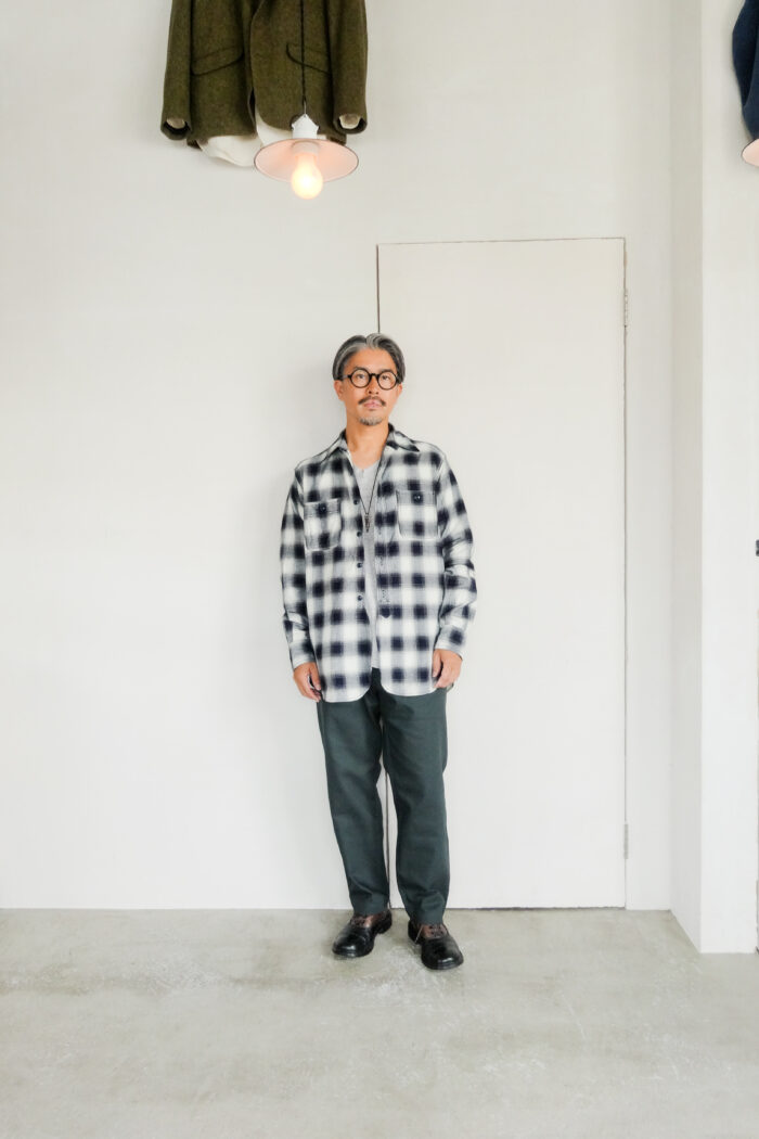 SASSAFRAS Gardening at Night Shirt Indigo Ombre Check Indigo