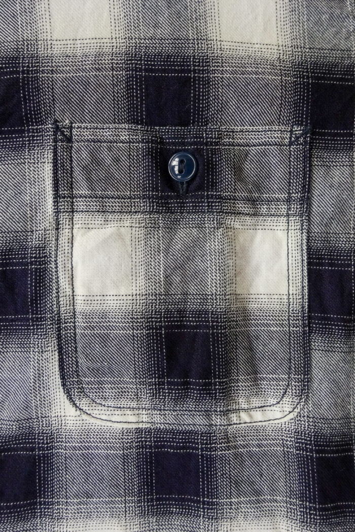 SASSAFRAS Gardening at Night Shirt Indigo Ombre Check Indigo / Ivory