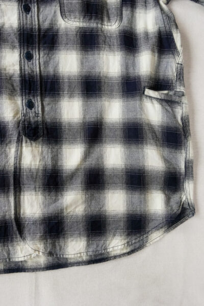 SASSAFRAS Gardening at Night Shirt Indigo Ombre Check Indigo / Ivory