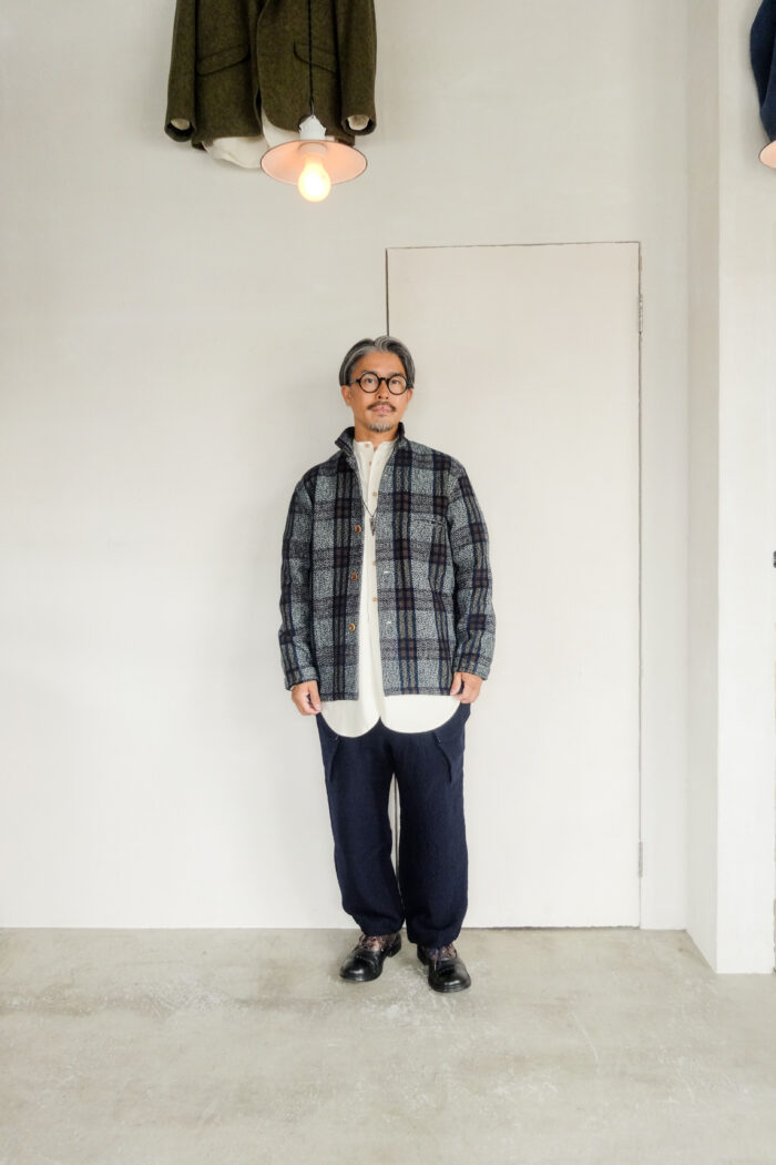 Frank Leder Blue Brown Chequered Wool Over Jacket